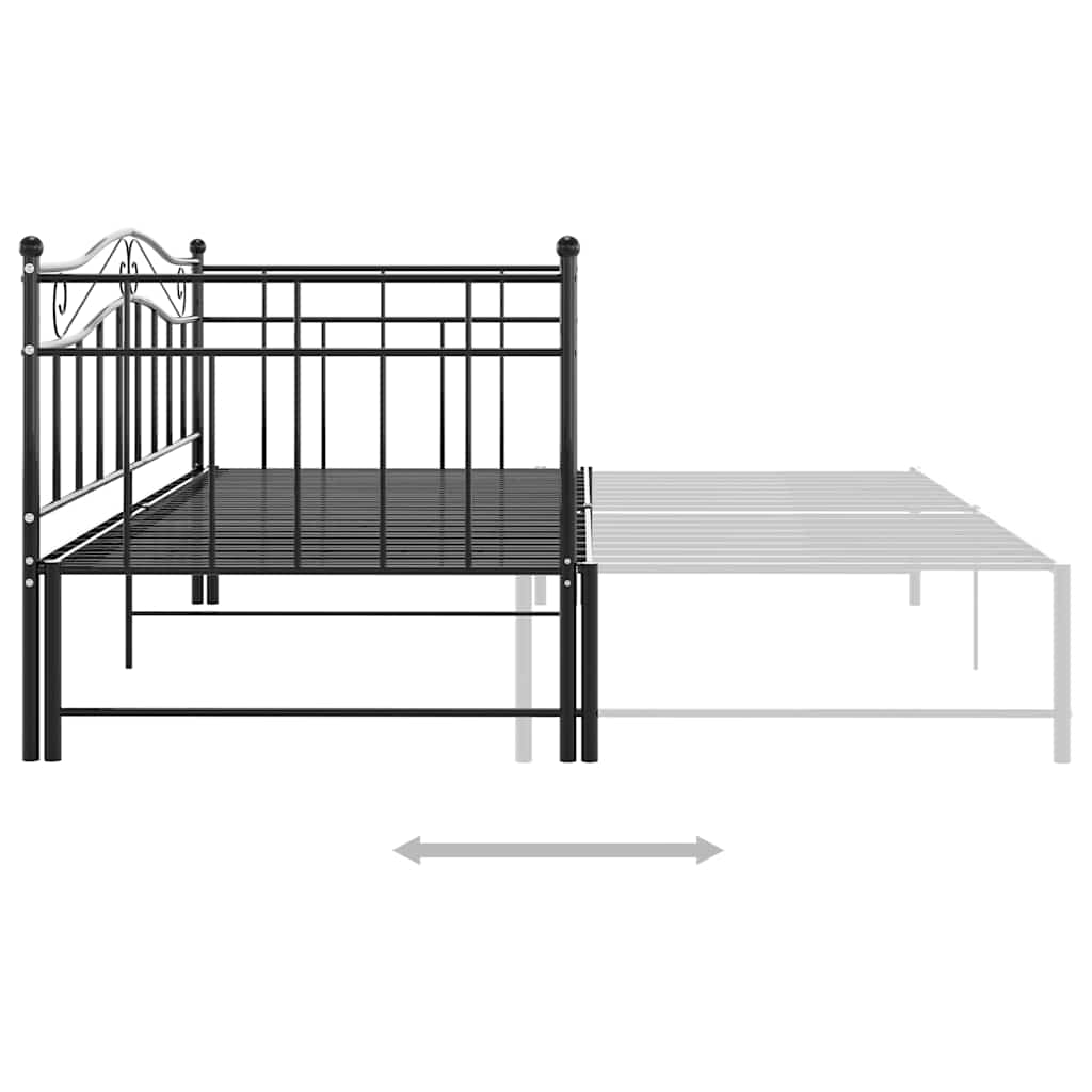 vidaXL Sofa z wysuwaną ramą łóżka, czarna, metalowa, 90x200 cm