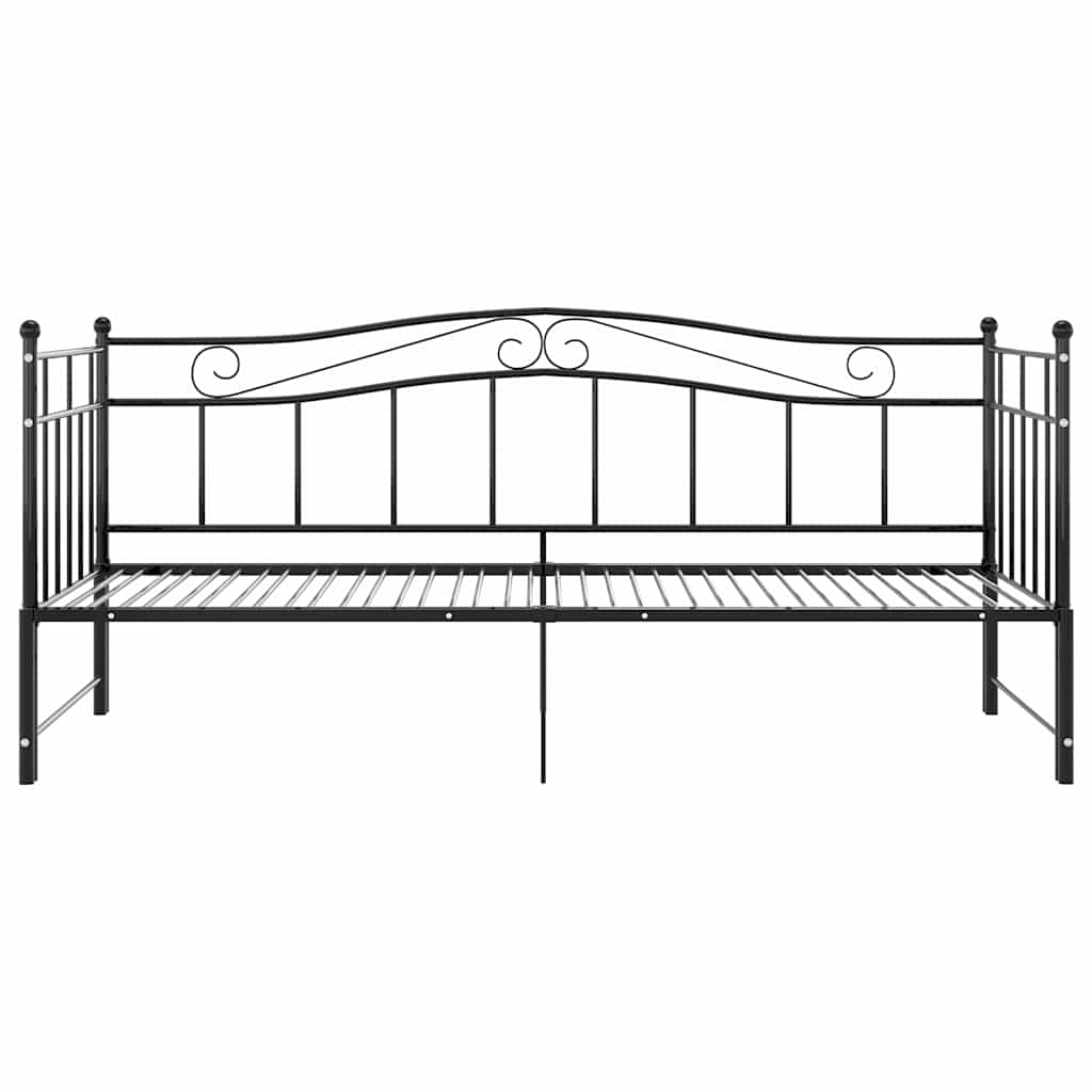 vidaXL Sofa z wysuwaną ramą łóżka, czarna, metalowa, 90x200 cm