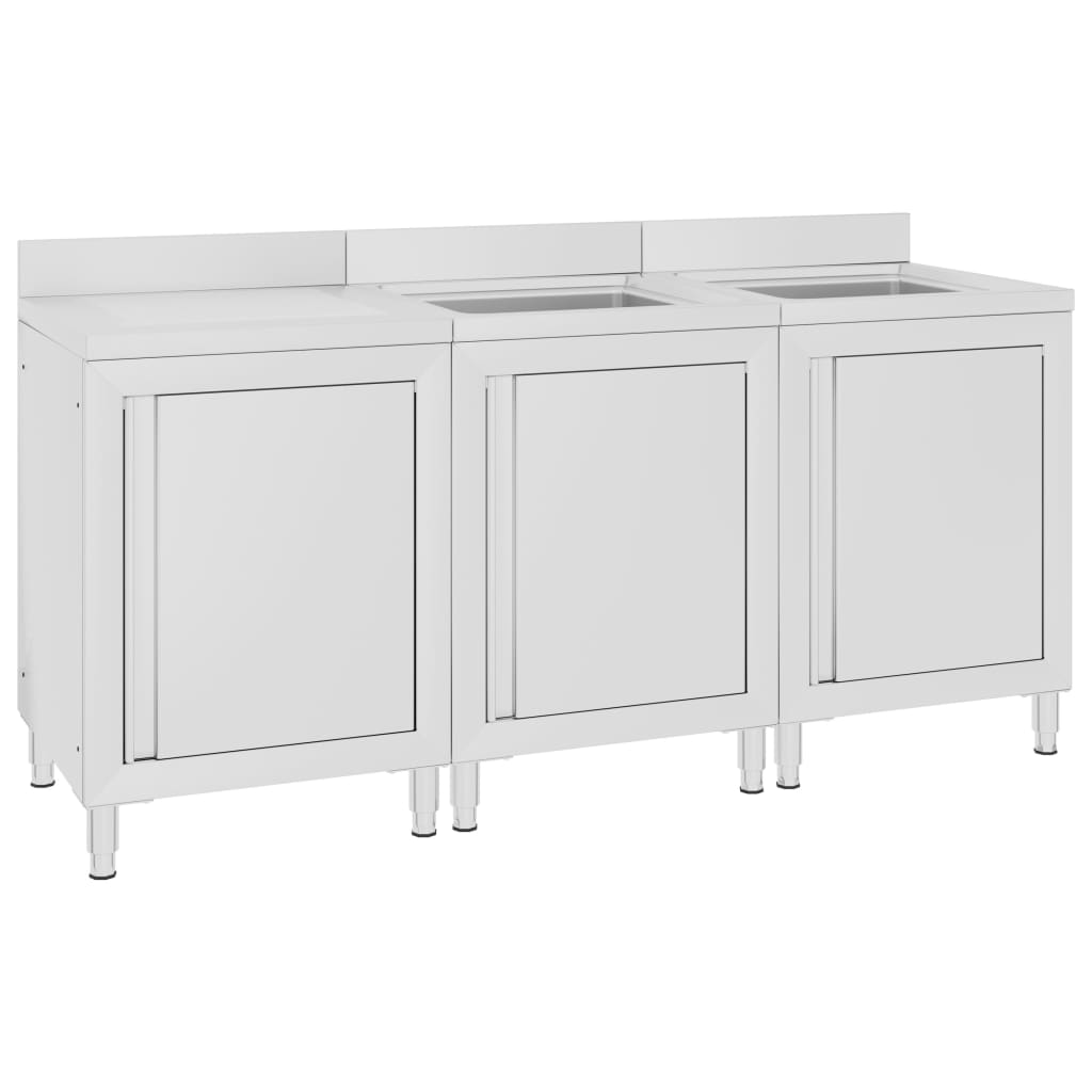 vidaXL Szafka gastronomiczna ze zlewem, 180x60x96 cm, stal nierdzewna