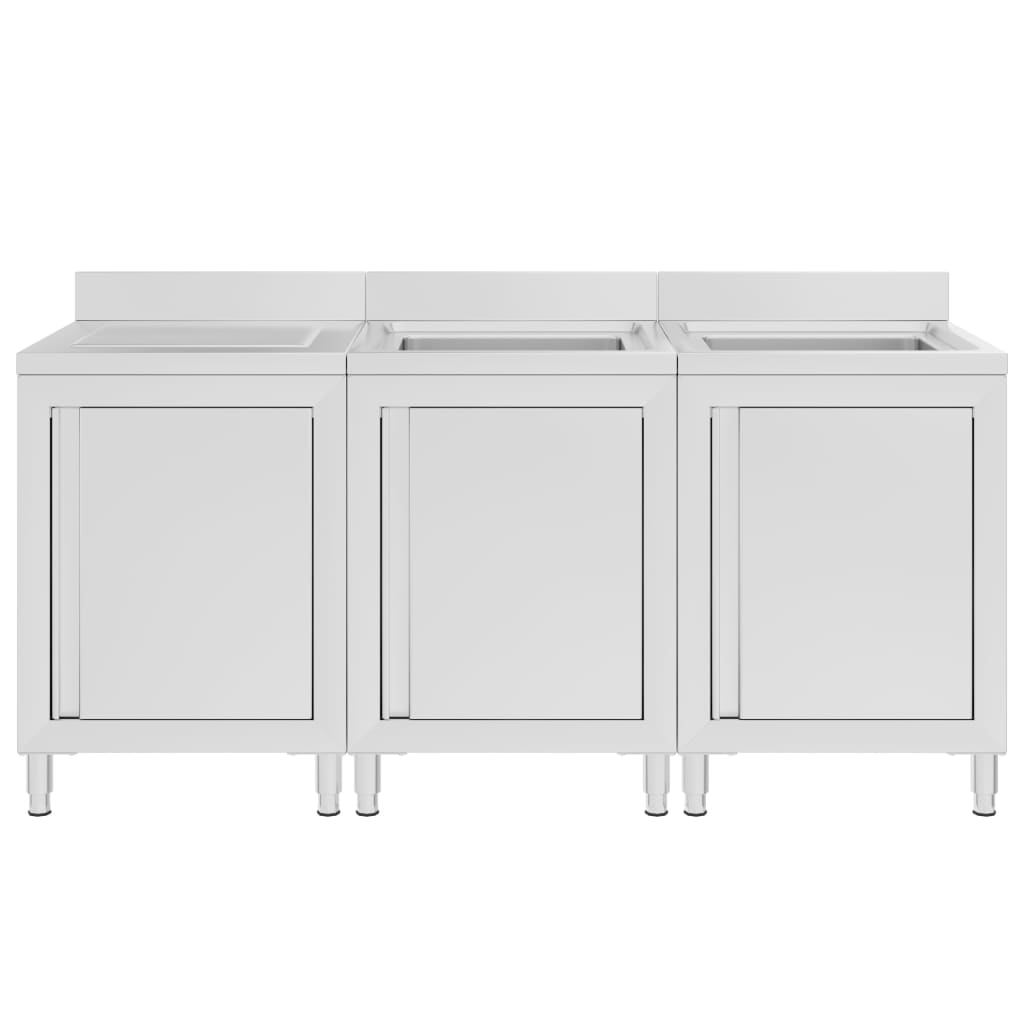 vidaXL Szafka gastronomiczna ze zlewem, 180x60x96 cm, stal nierdzewna