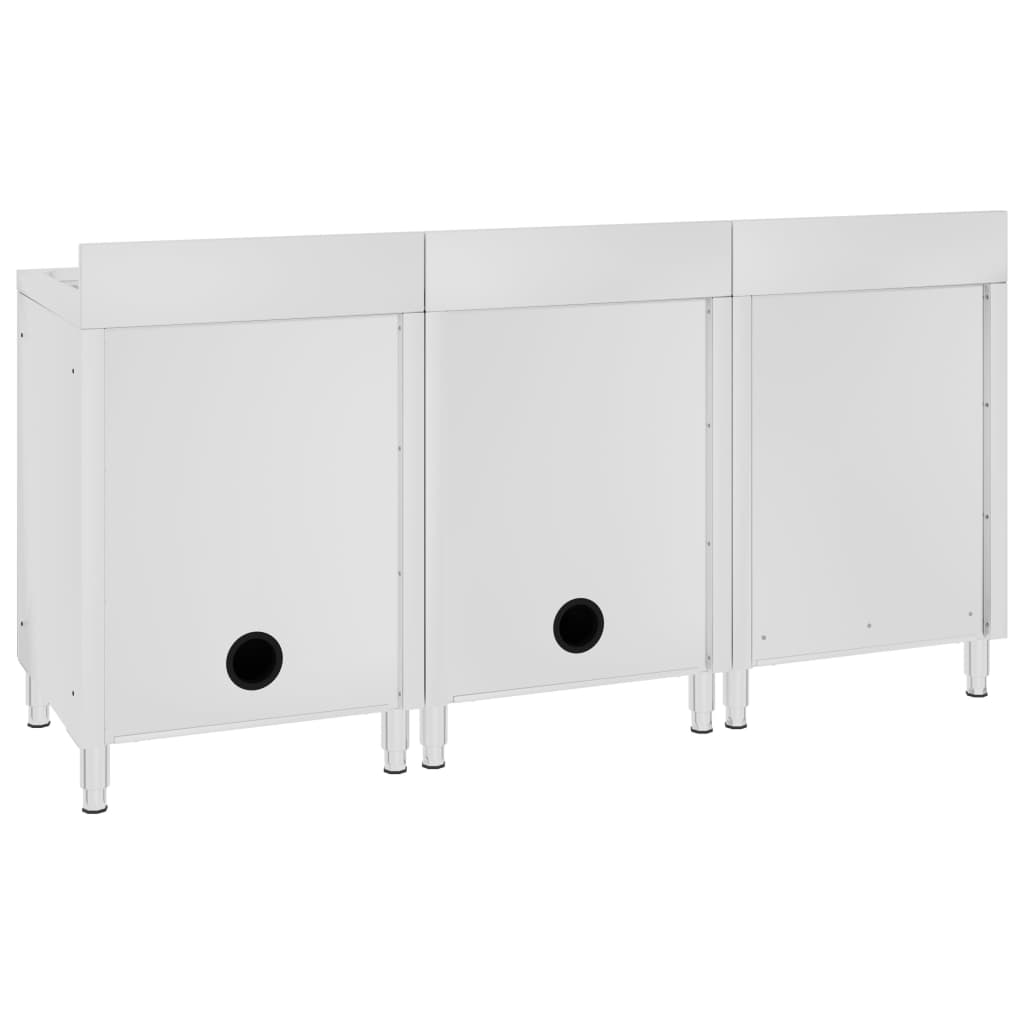 vidaXL Szafka gastronomiczna ze zlewem, 180x60x96 cm, stal nierdzewna