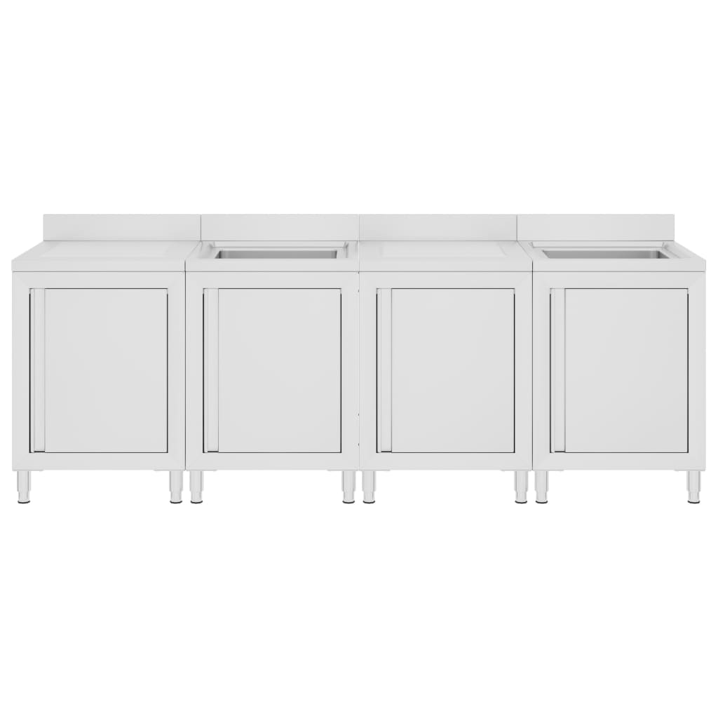 vidaXL Szafka gastronomiczna ze zlewem, 240x60x96 cm, stal nierdzewna