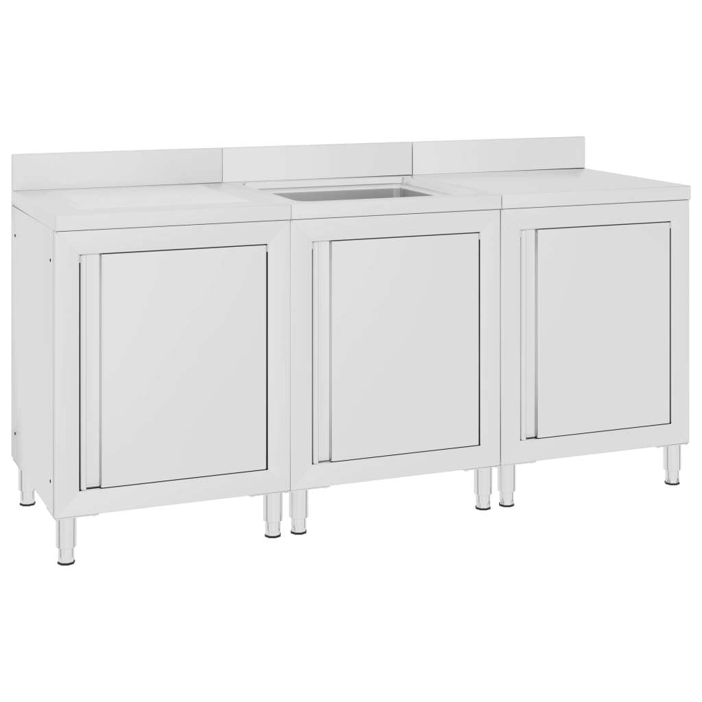 vidaXL Szafka gastronomiczna ze zlewem, 180x60x96 cm, stal nierdzewna