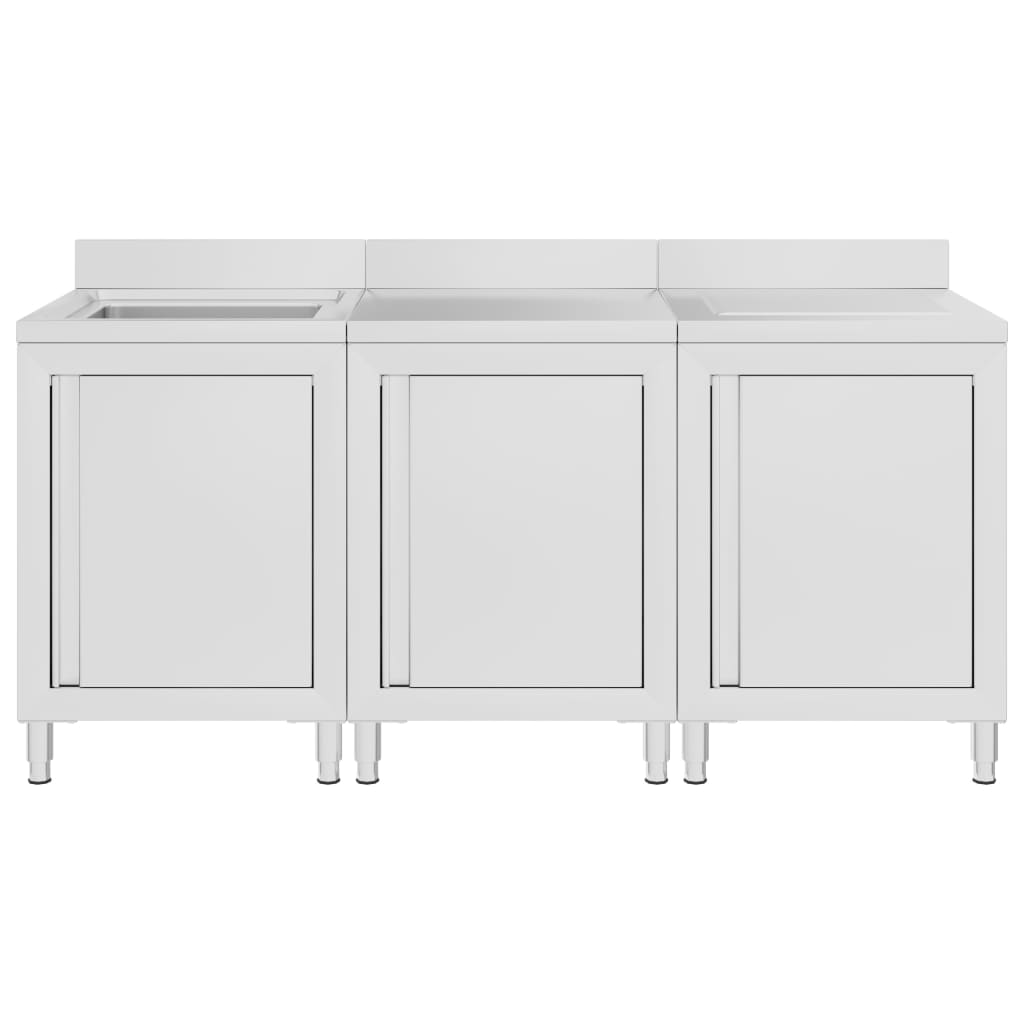 vidaXL Szafka gastronomiczna ze zlewem, 180x60x96 cm, stal nierdzewna