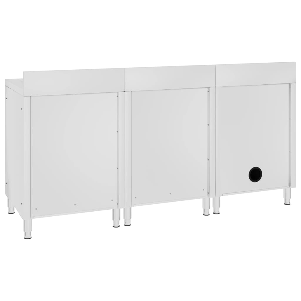 vidaXL Szafka gastronomiczna ze zlewem, 180x60x96 cm, stal nierdzewna