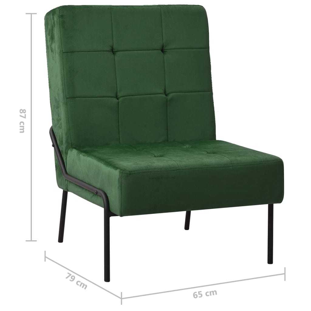vidaXL Fotel, 65x79x87 cm, ciemnozielony, obity aksamitem