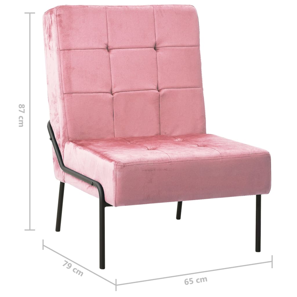 vidaXL Fotel, 65x79x87 cm, różowy, obity aksamitem