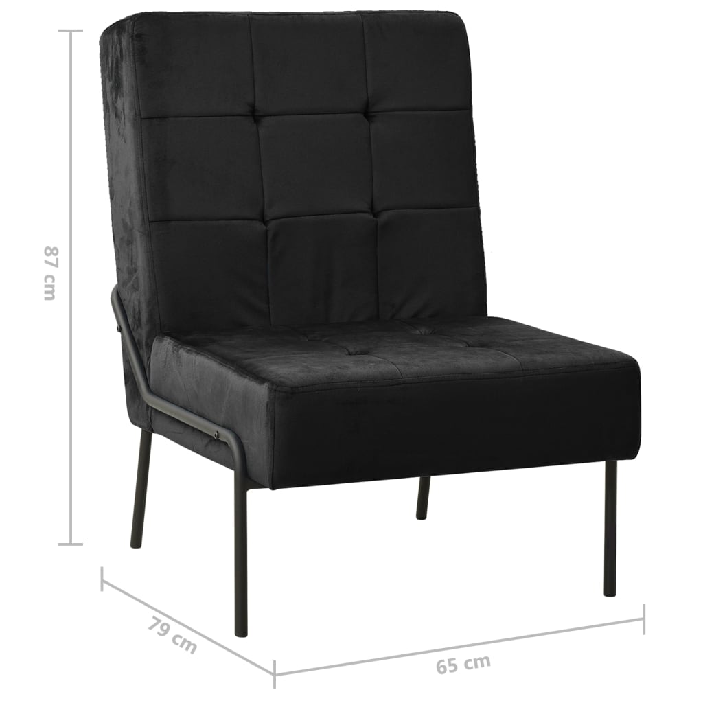vidaXL Fotel, 65x79x87 cm, czarny, obity aksamitem