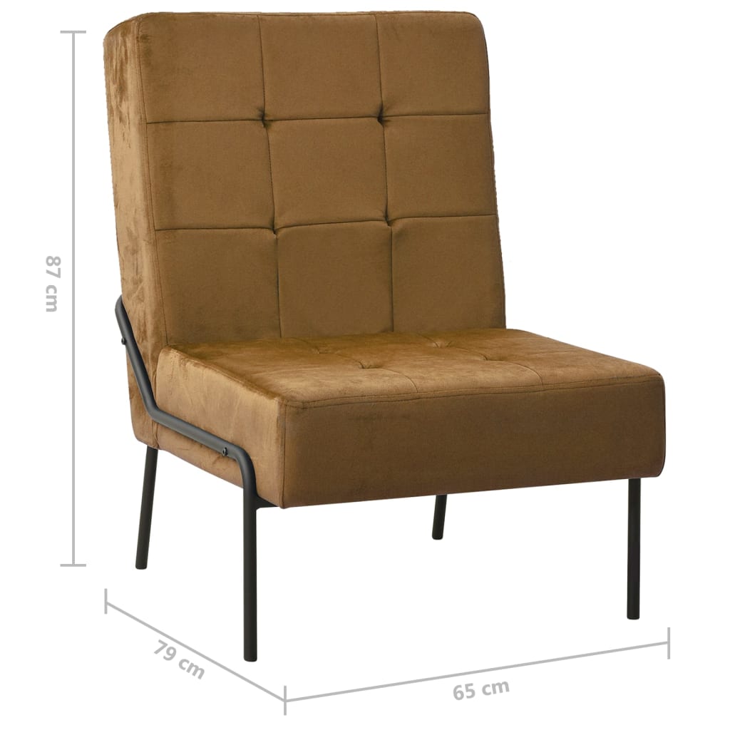 vidaXL Fotel, 65x79x87 cm, brązowy, obity aksamitem