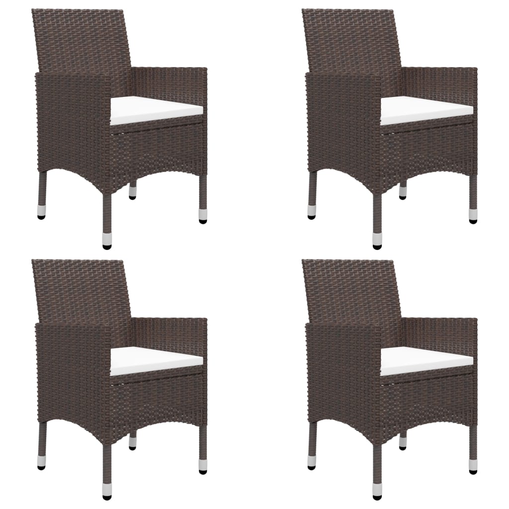 vidaXL 5-cz. zestaw mebli ogrodowych, brązowy, polirattan i szkło
