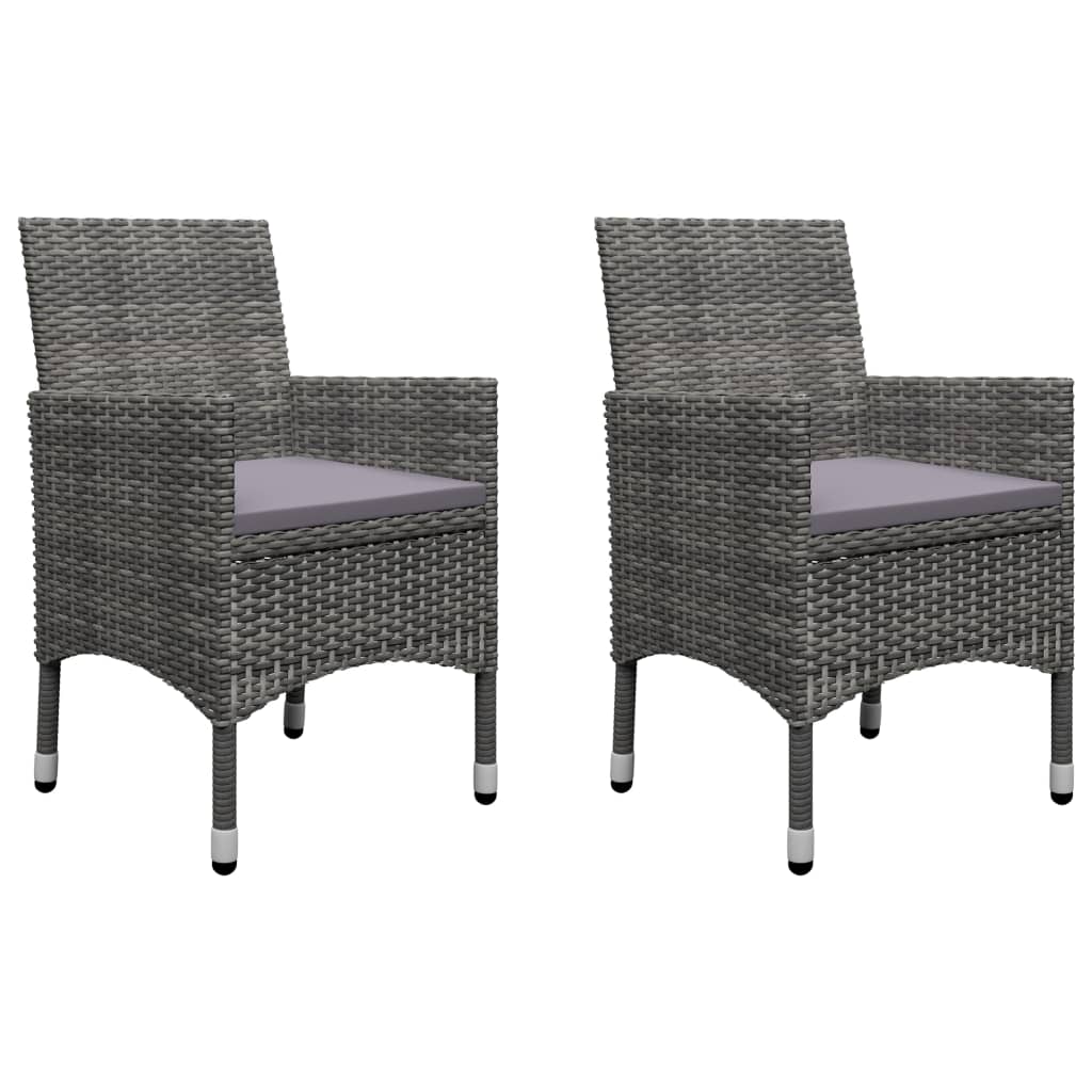 vidaXL 3-częściowy zestaw bistro, rattan PE i hartowane szkło, szary