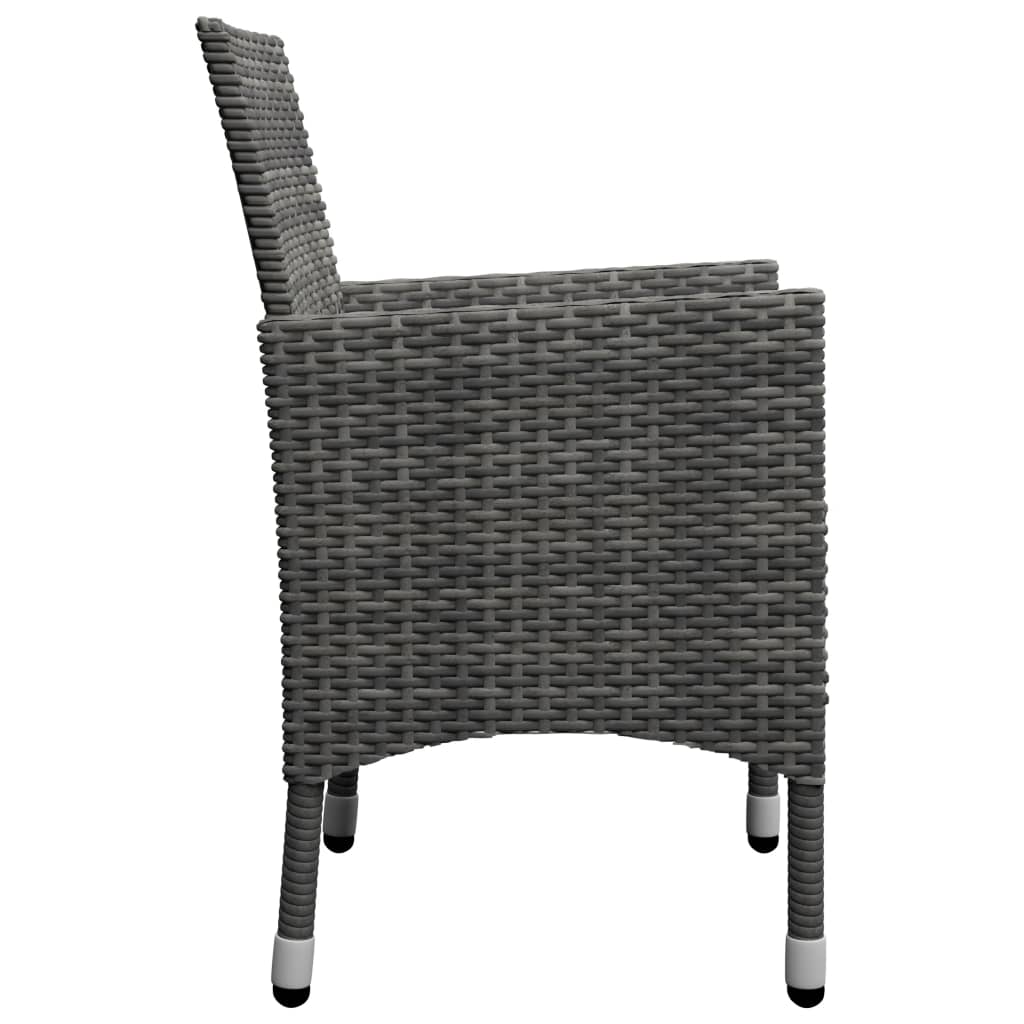 vidaXL 3-częściowy zestaw bistro, rattan PE i hartowane szkło, szary