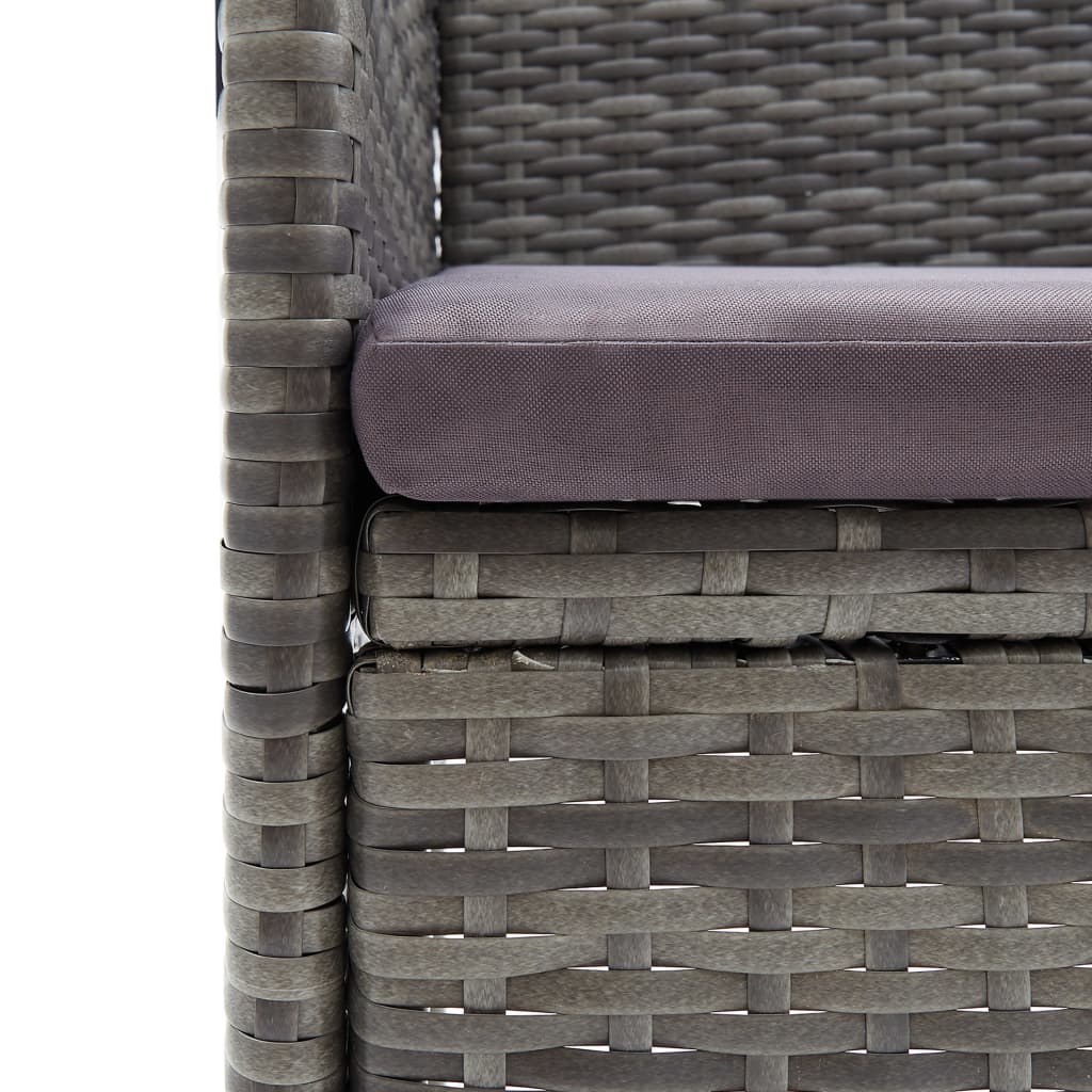 vidaXL 3-częściowy zestaw bistro, rattan PE i hartowane szkło, szary