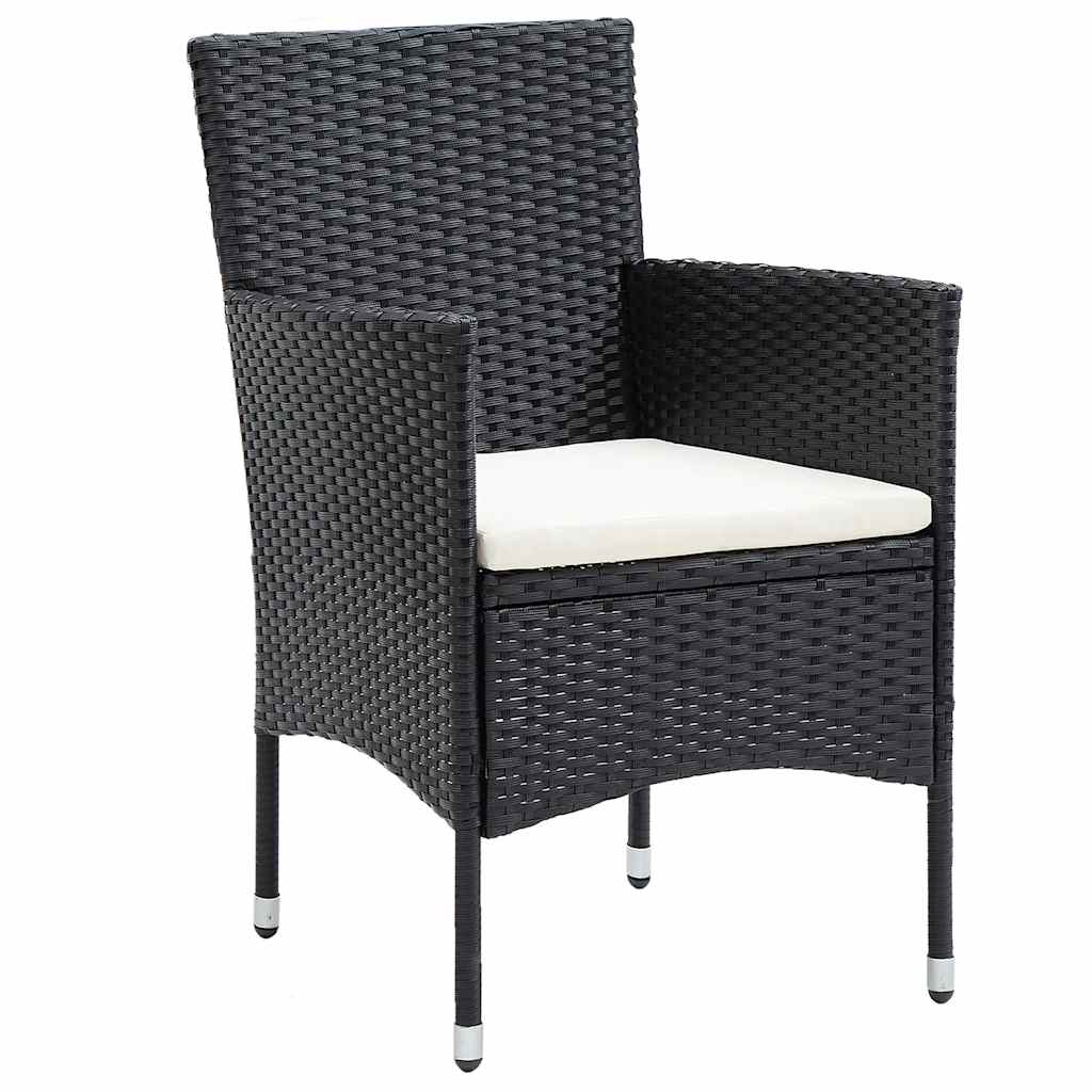 vidaXL 5-cz. zestaw mebli bistro, rattan PE i szkło hartowane, czarny
