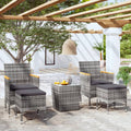 vidaXL 5-cz. zestaw mebli bistro, rattan PE i hartowane szkło, szary