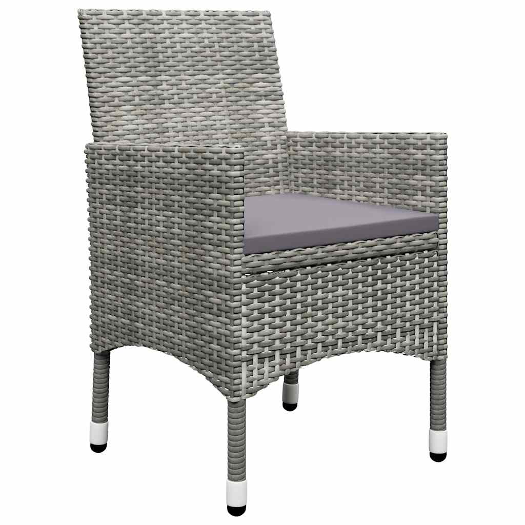 vidaXL 3-częściowy zestaw bistro, rattan PE i hartowane szkło, szary