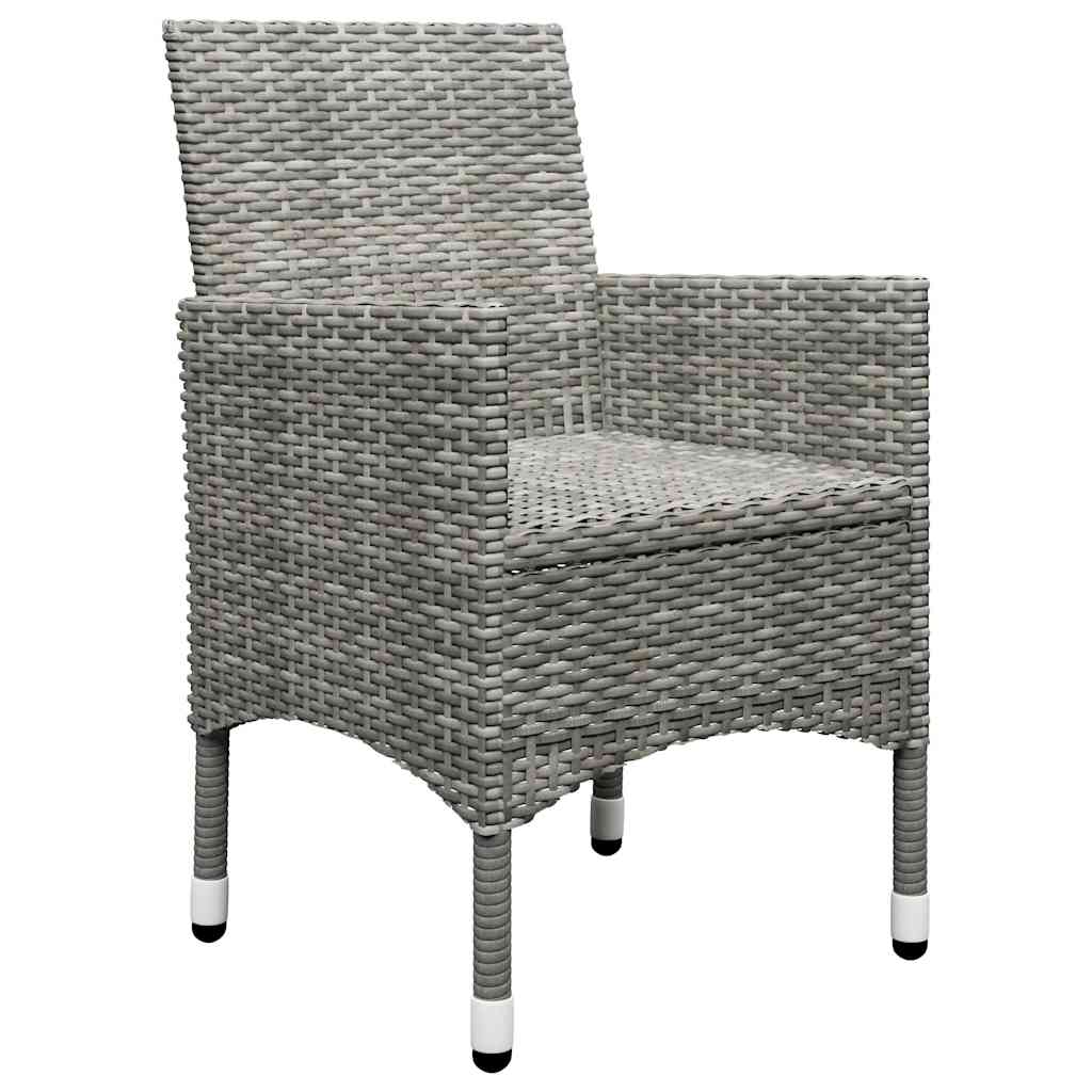 vidaXL 3-częściowy zestaw bistro, rattan PE i hartowane szkło, szary