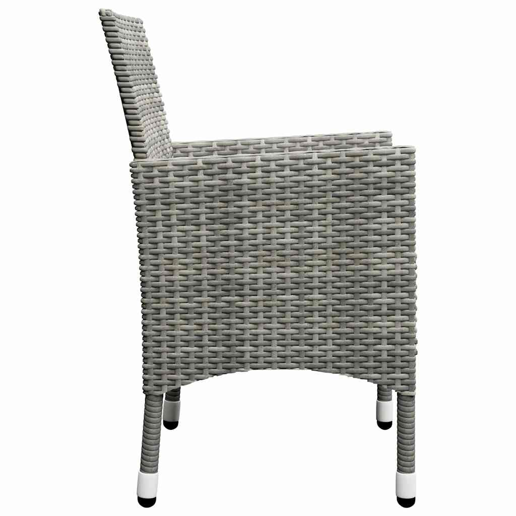 vidaXL 3-częściowy zestaw bistro, rattan PE i hartowane szkło, szary