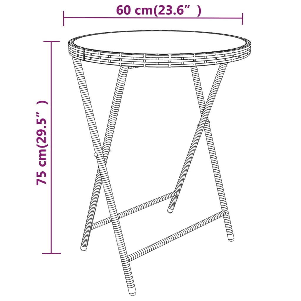 vidaXL 5-cz. zestaw mebli bistro, rattan PE i hartowane szkło, szary