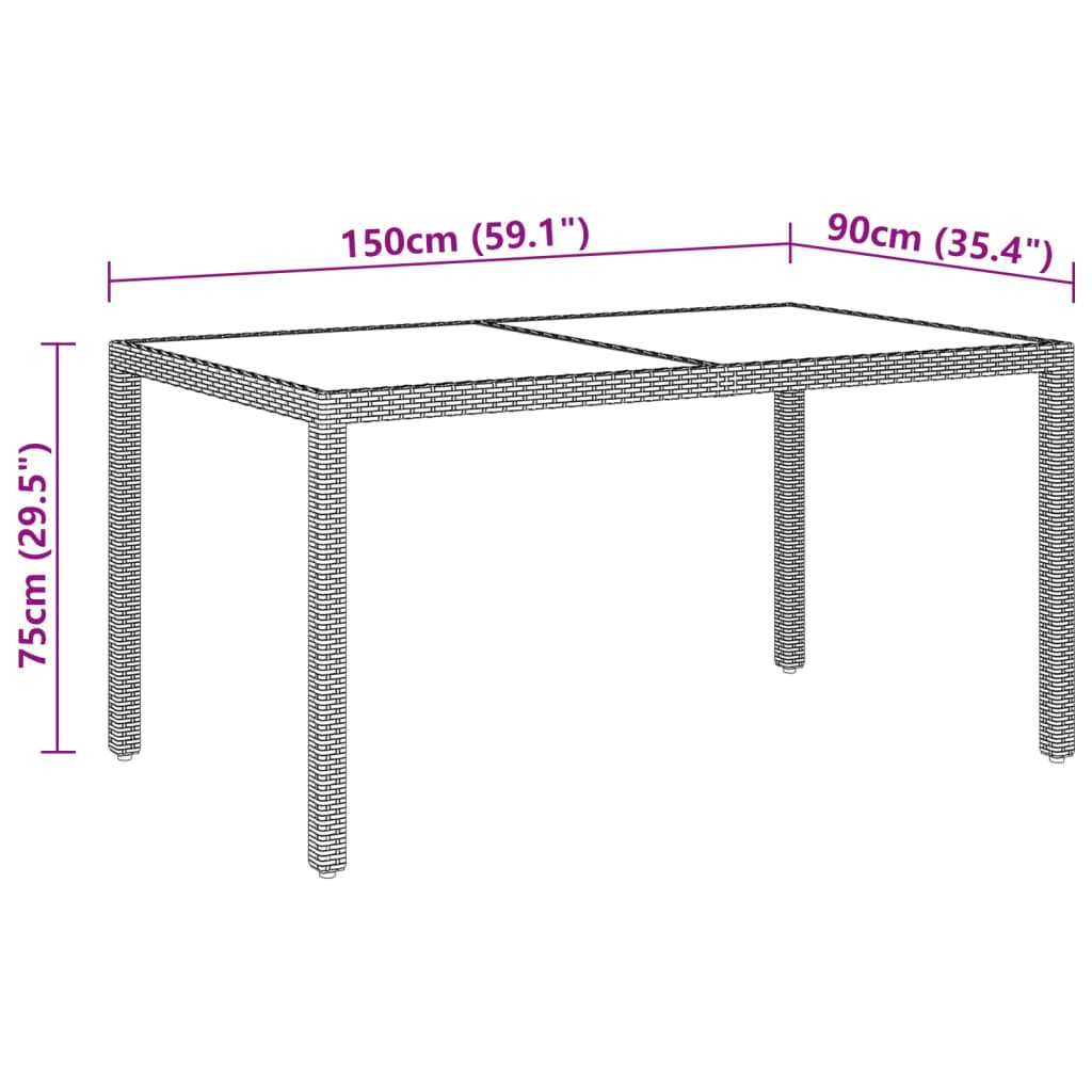 vidaXL 7-cz. zestaw mebli ogrodowych, polirattan i szkło, beżowy