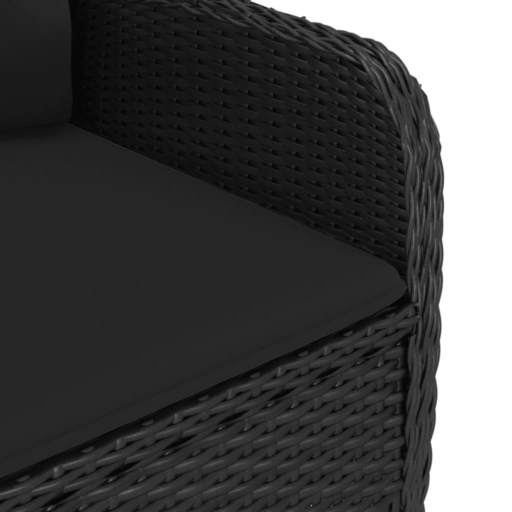 vidaXL 3-częściowy zestaw mebli ogrodowych, rattan PE i akacja, czarny