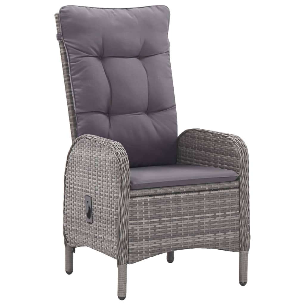 vidaXL 3-częściowy zestaw ogrodowy bistro, rattan PE i szkło, szary