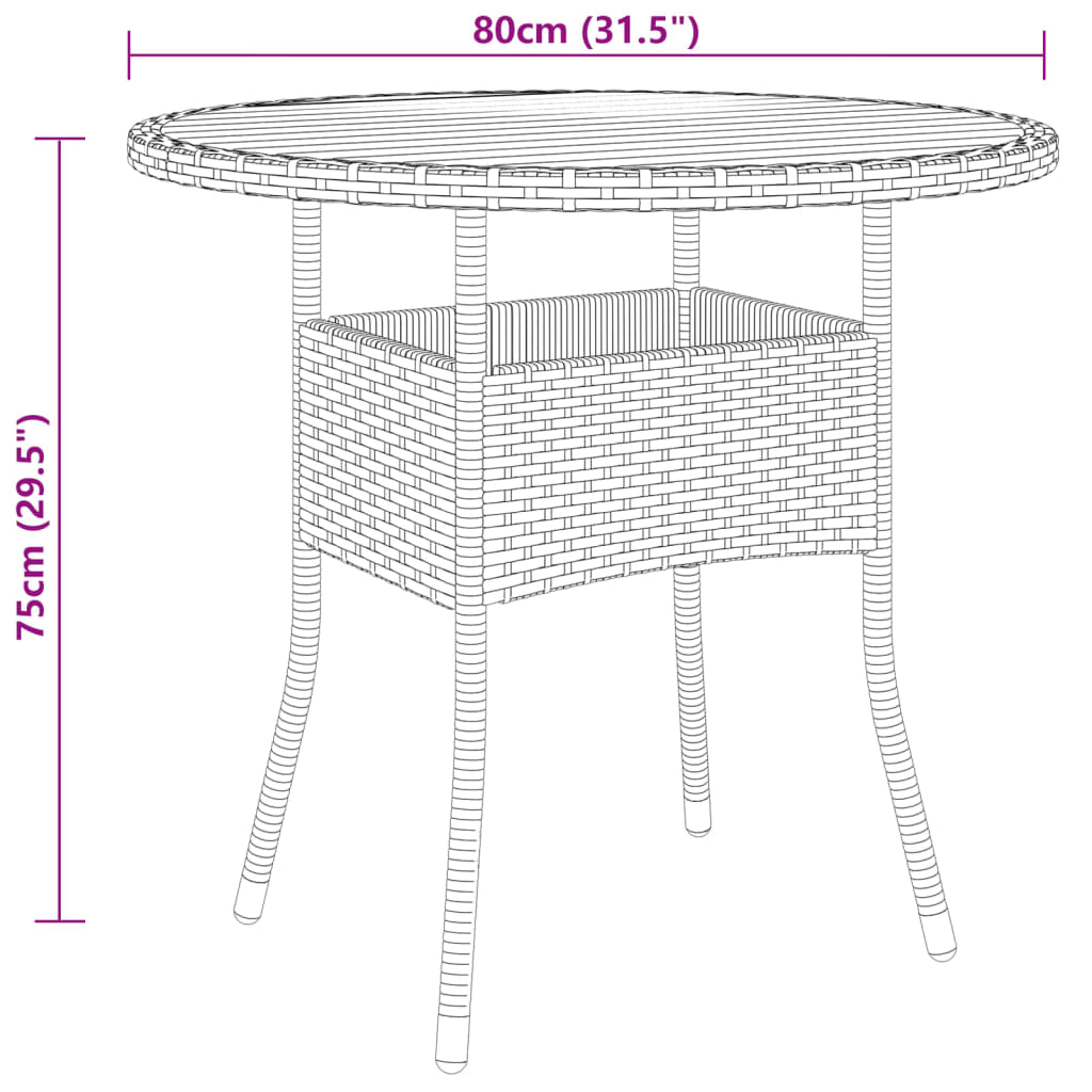 vidaXL 3-częściowy zestaw mebli bistro do ogrodu, polirattan, czarny