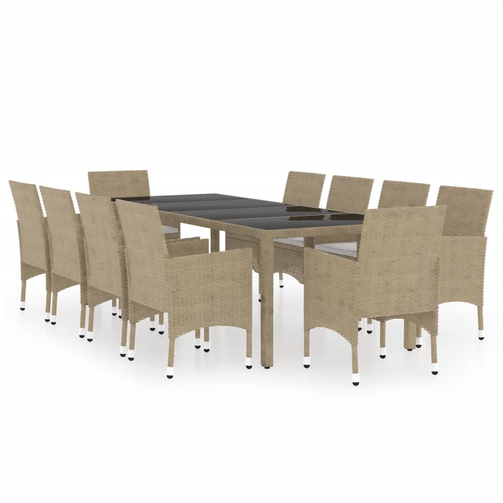 vidaXL 11-cz. zestaw mebli ogrodowych, polirattan, beżowy