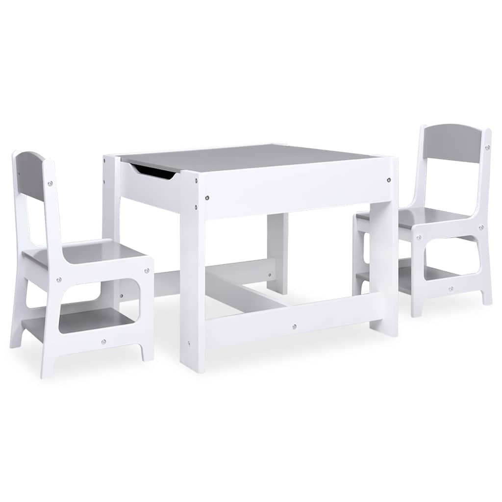 vidaXL Stolik dla dzieci z 2 krzesłami, biały, MDF
