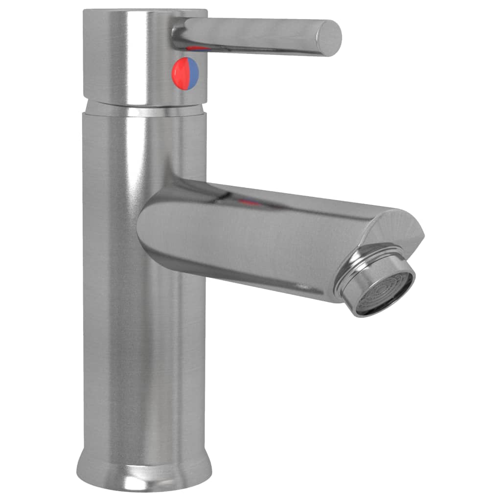 vidaXL Bateria umywalkowa, srebrna, 130x176 mm