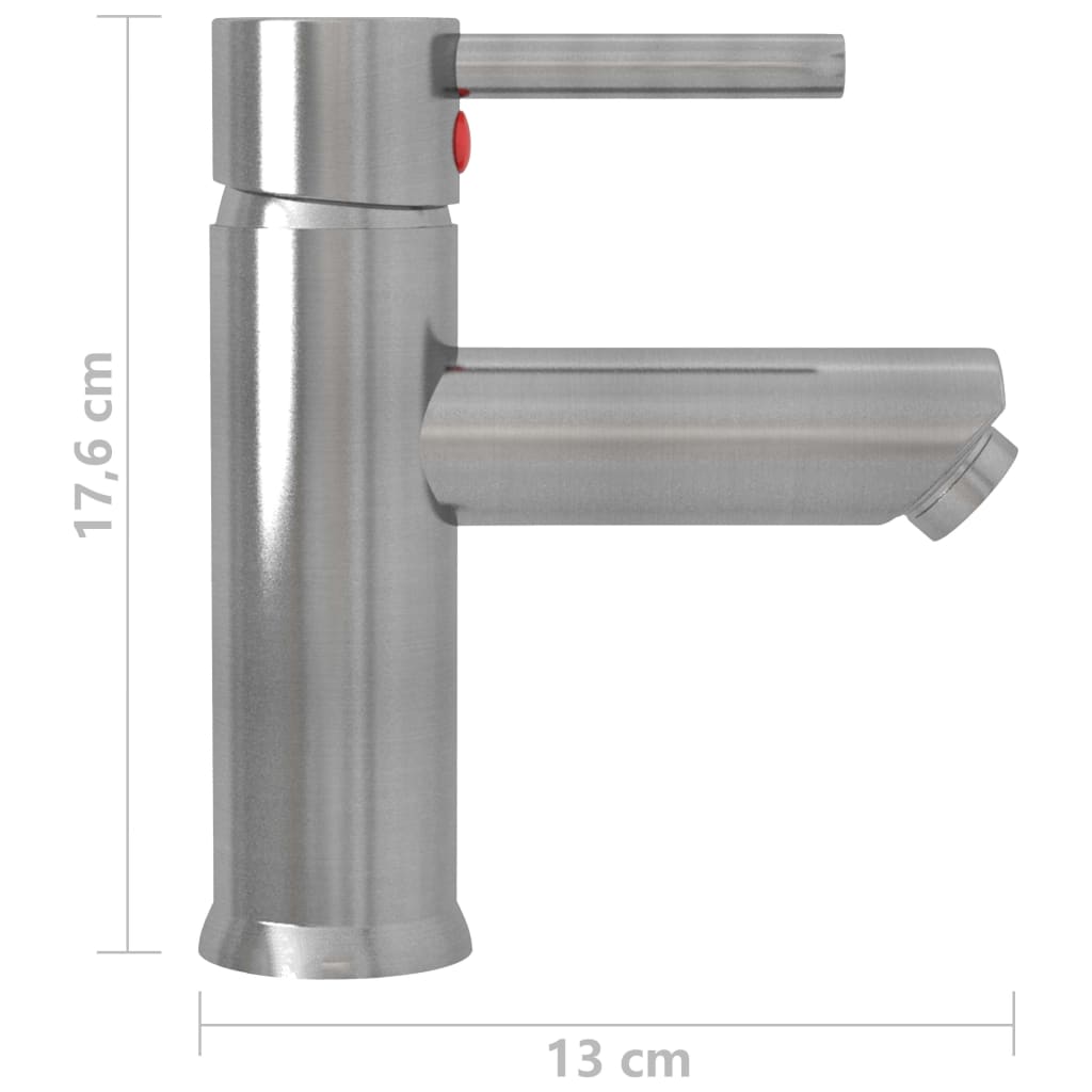 vidaXL Bateria umywalkowa, srebrna, 130x176 mm