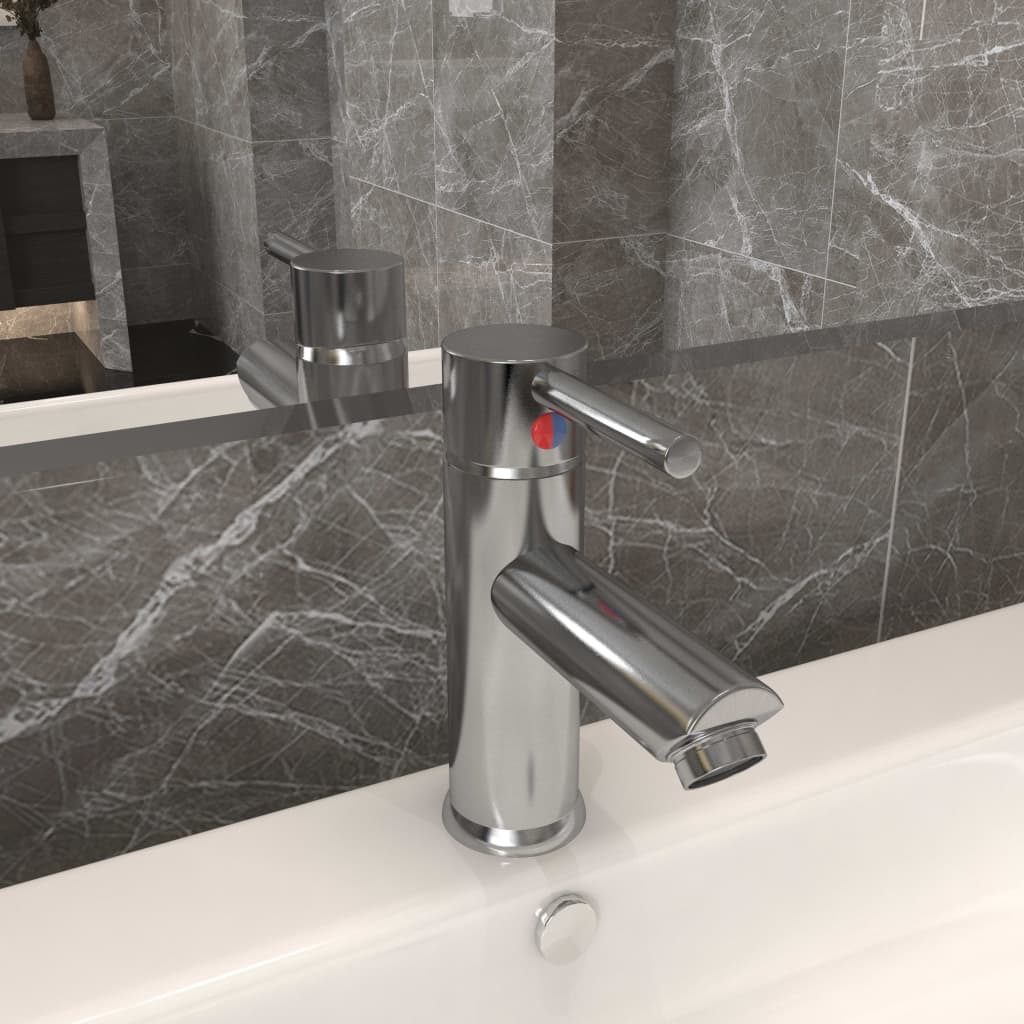 vidaXL Bateria umywalkowa, srebrna, 130x176 mm