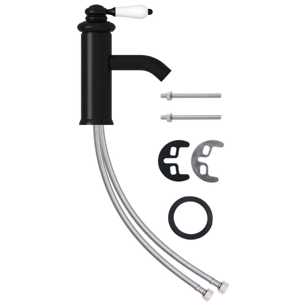 vidaXL Bateria umywalkowa, czarna, 130x180 mm