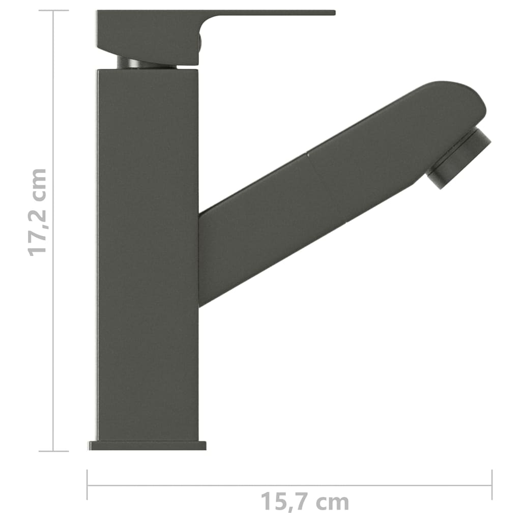 vidaXL Bateria umywalkowa z wyciąganą wylewką, szara, 157x172 mm