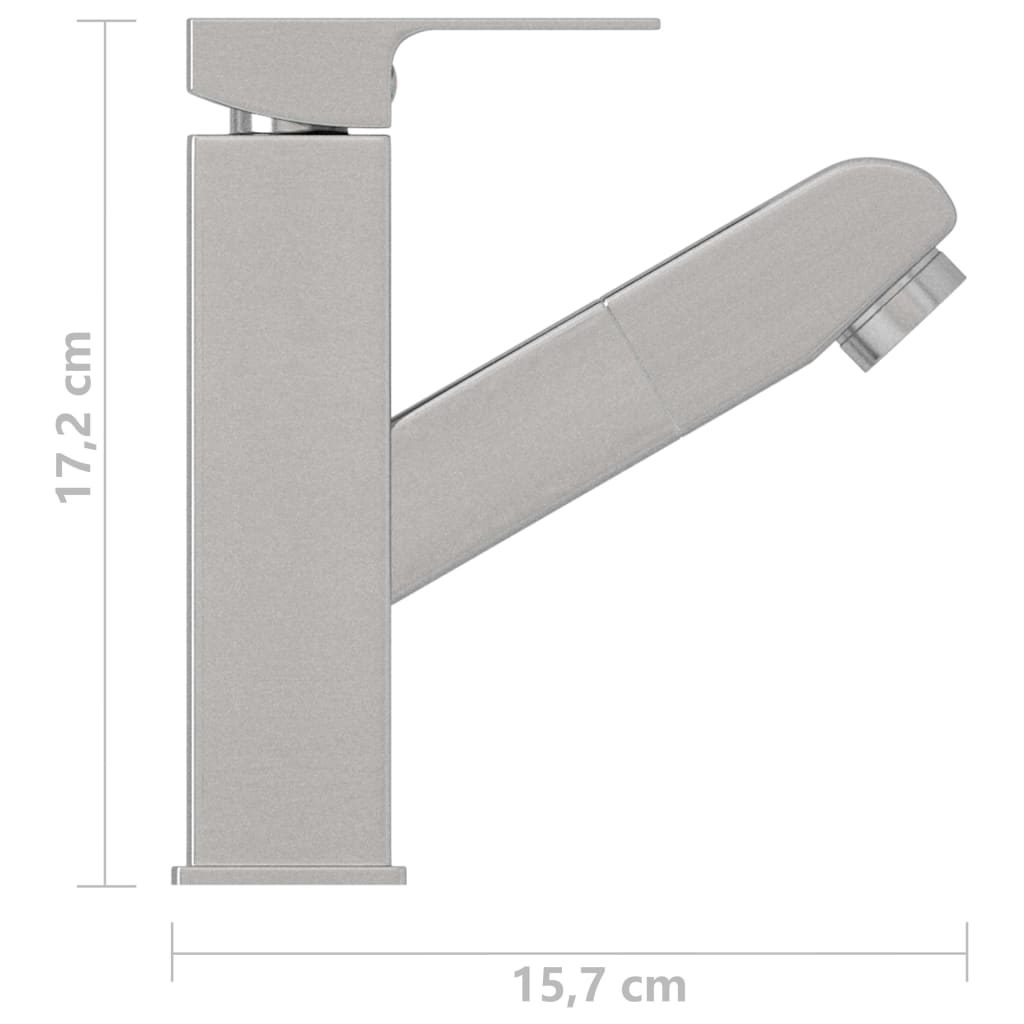 vidaXL Bateria umywalkowa, z funkcją wyciągania, srebrna, 157x172 mm