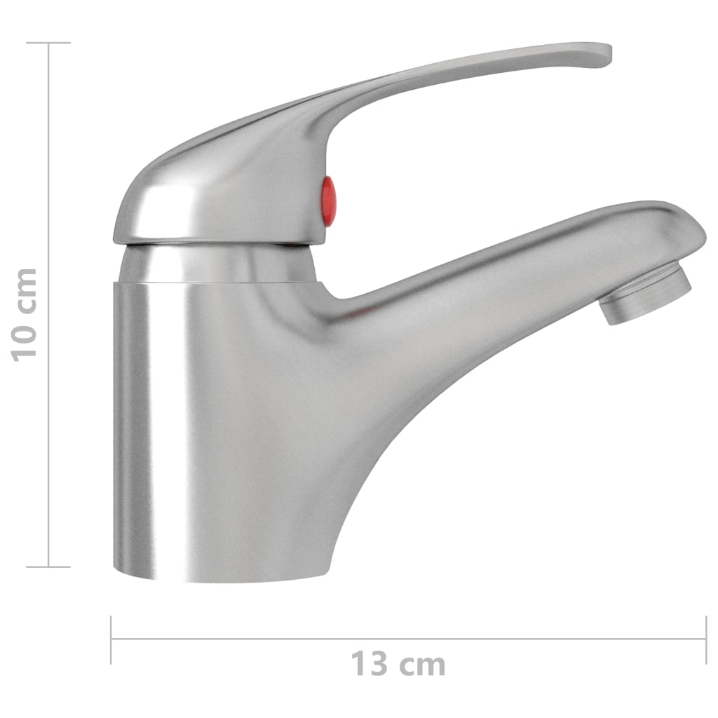 vidaXL Bateria umywalkowa z mieszaczem, srebrna, 13x10 cm