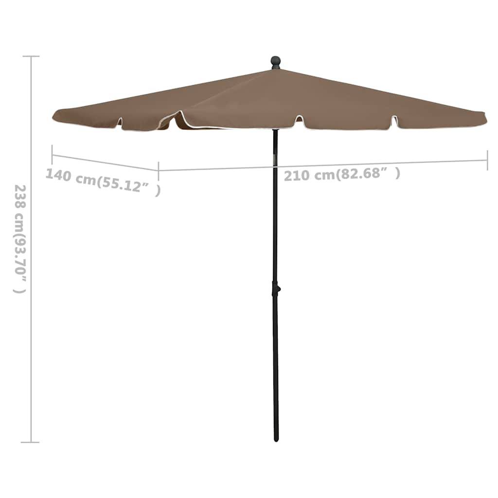 vidaXL Parasol ogrodowy na słupku, 210x140 cm, kolor taupe