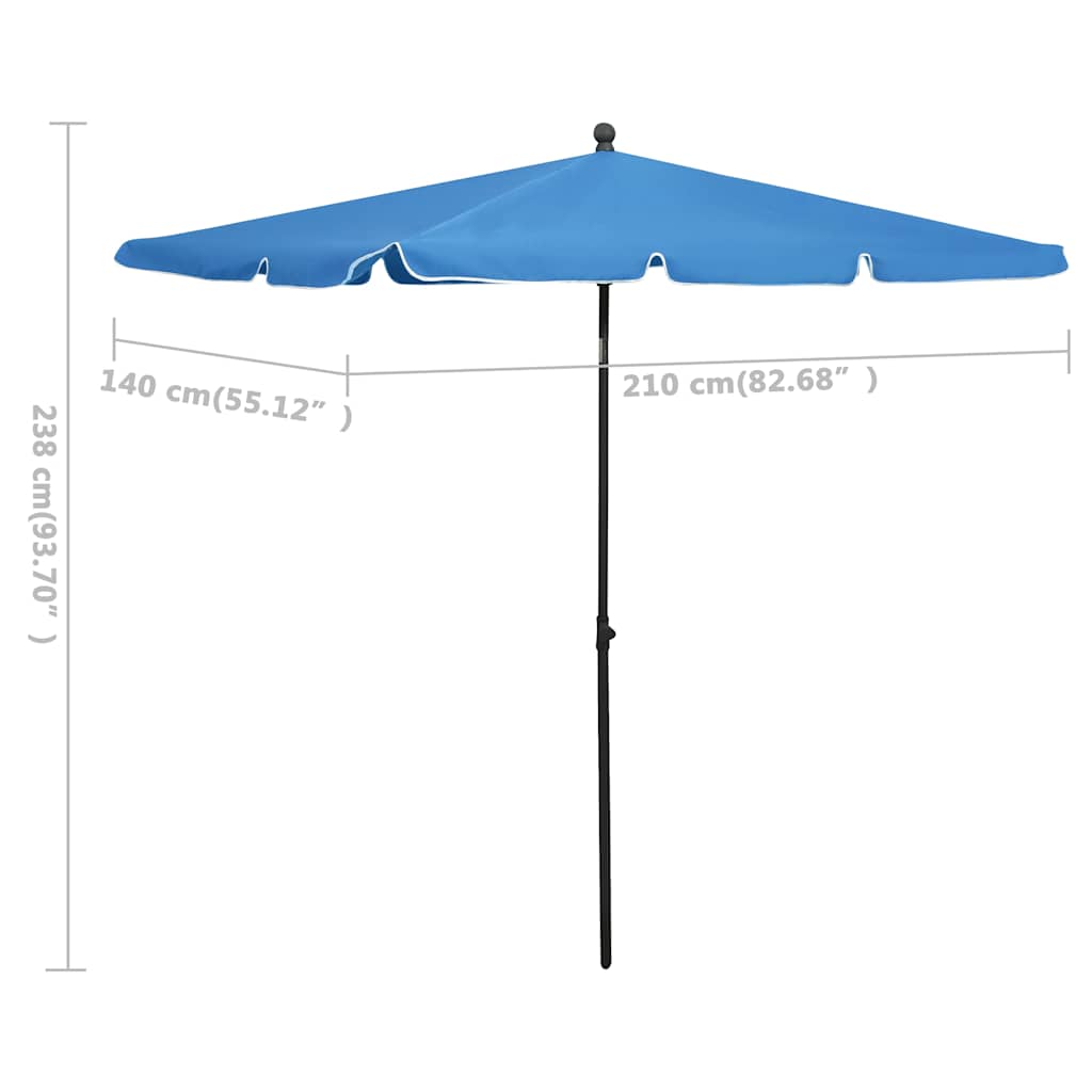 vidaXL Parasol ogrodowy na słupku, 210x140 cm, lazurowy