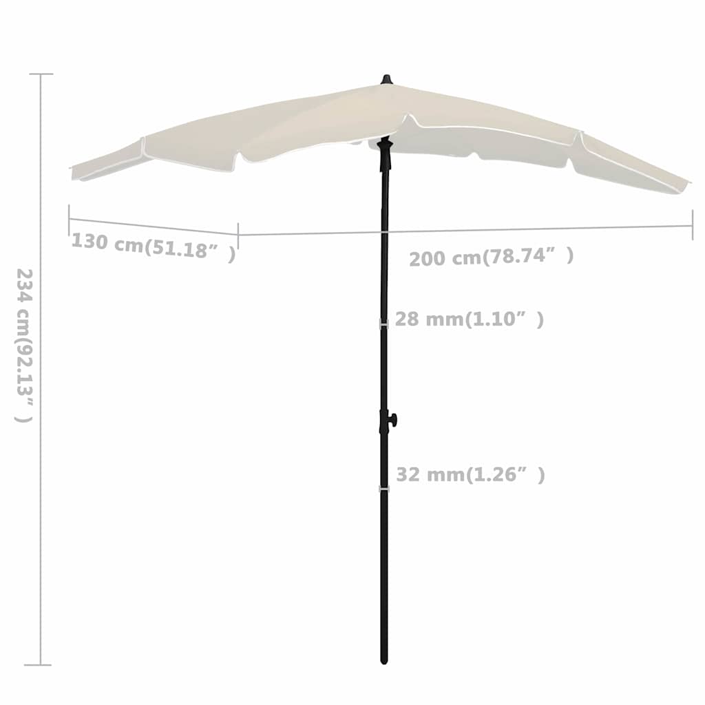 vidaXL Parasol ogrodowy na słupku, 200x130 cm, piaskowy