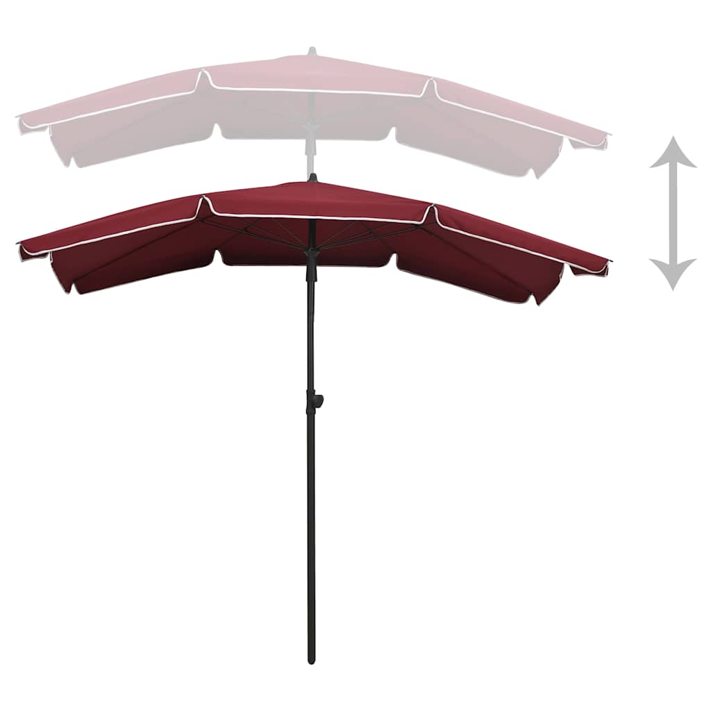 vidaXL Parasol ogrodowy na słupku, 200x130 cm, bordowy