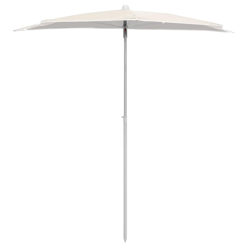 vidaXL Półokrągły parasol ogrodowy na słupku, 180x90 cm, piaskowy
