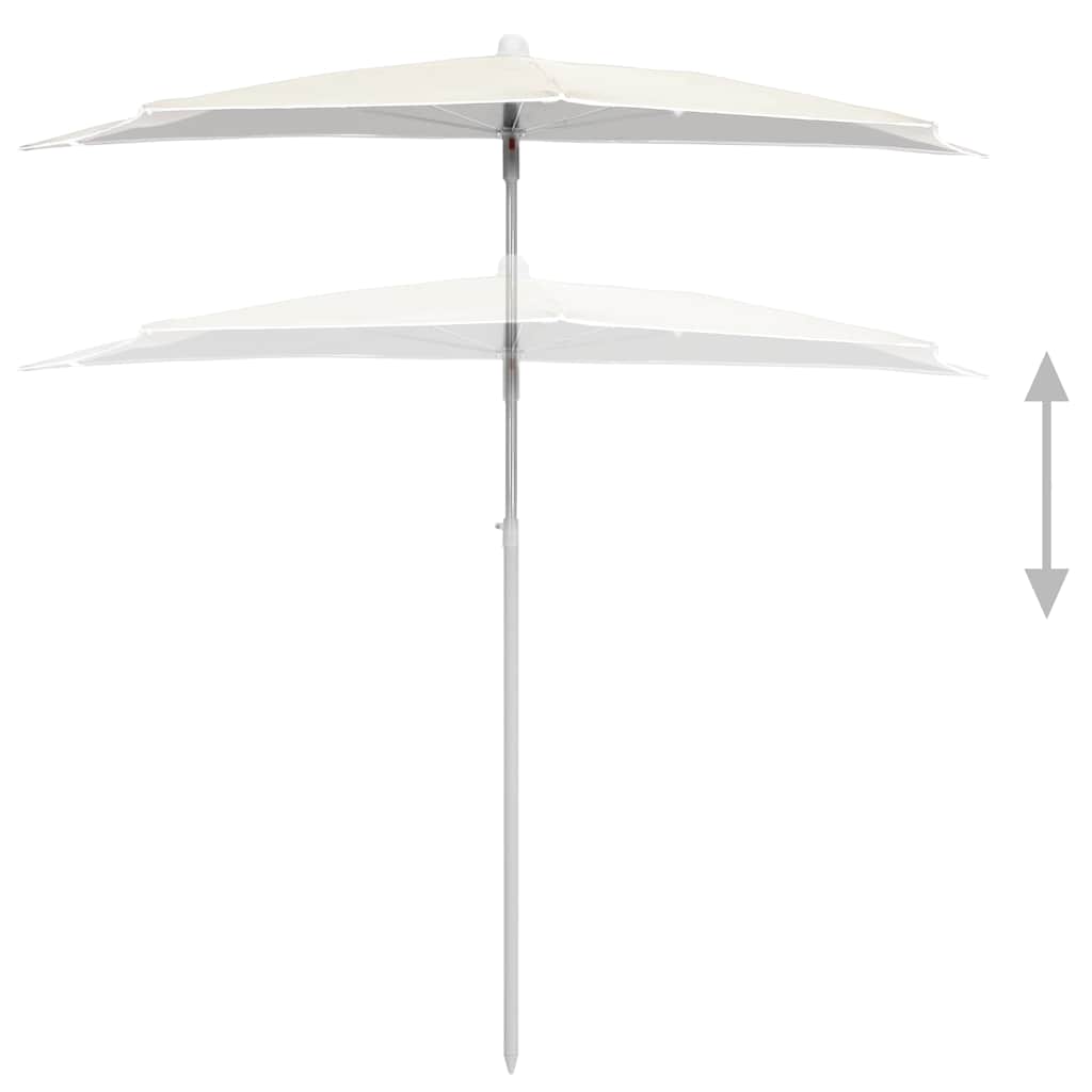 vidaXL Półokrągły parasol ogrodowy na słupku, 180x90 cm, piaskowy