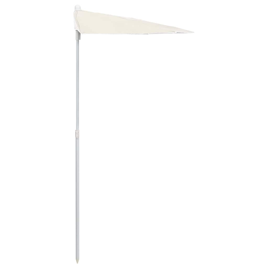 vidaXL Półokrągły parasol ogrodowy na słupku, 180x90 cm, piaskowy