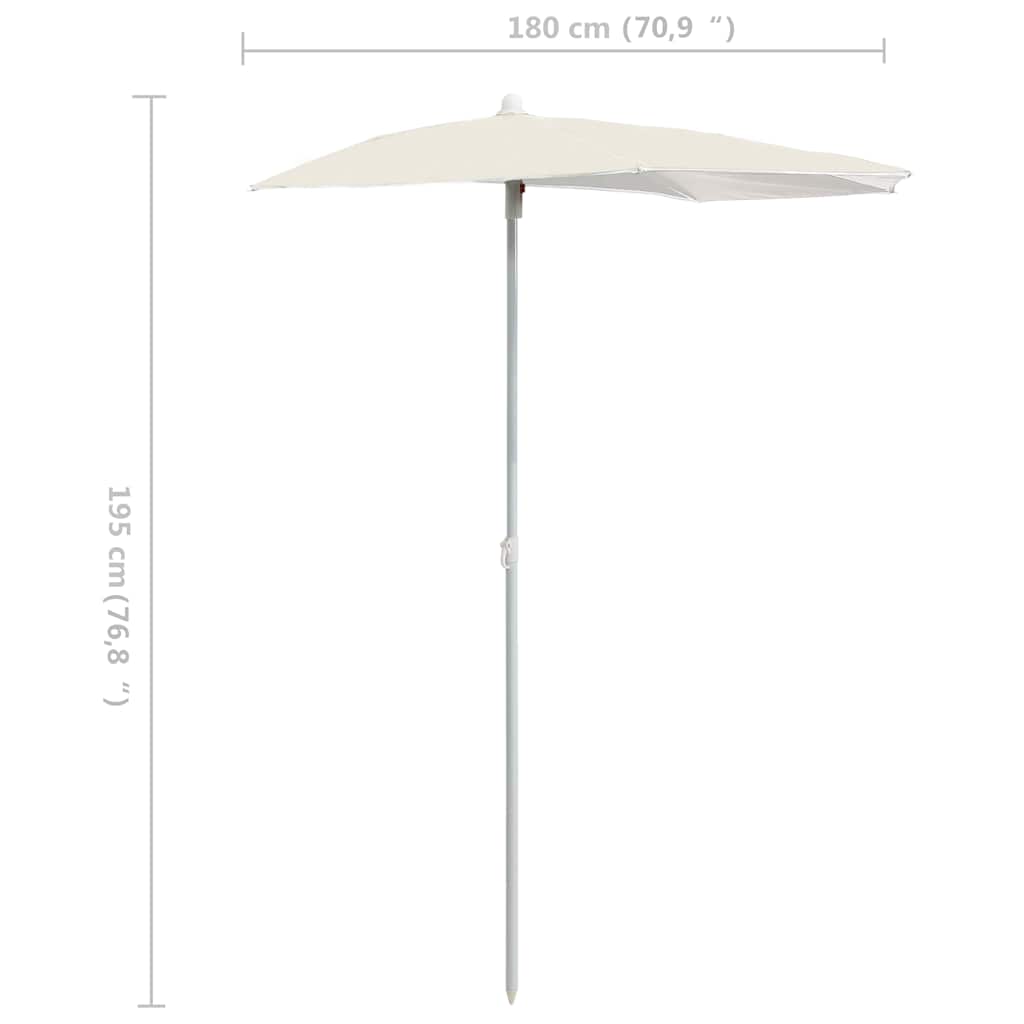 vidaXL Półokrągły parasol ogrodowy na słupku, 180x90 cm, piaskowy