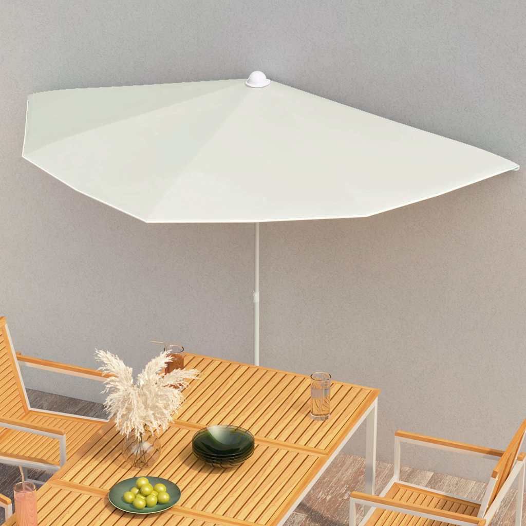 vidaXL Półokrągły parasol ogrodowy na słupku, 180x90 cm, piaskowy