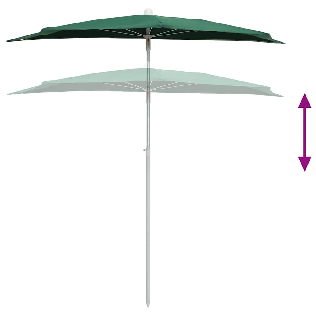 vidaXL Półokrągły parasol ogrodowy na słupku, 180x90 cm, zielony
