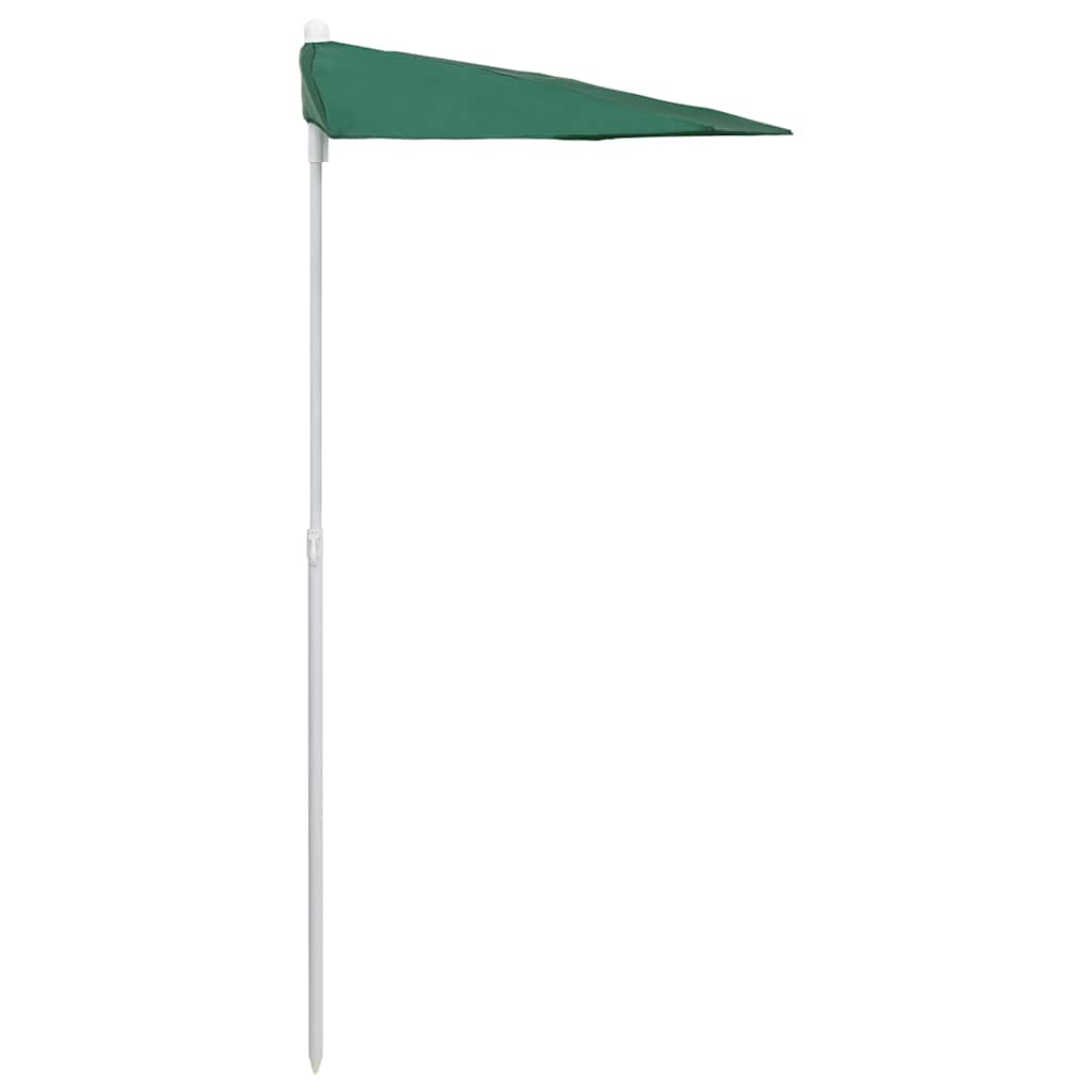 vidaXL Półokrągły parasol ogrodowy na słupku, 180x90 cm, zielony