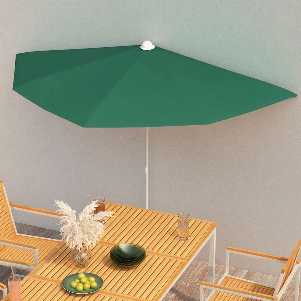 vidaXL Półokrągły parasol ogrodowy na słupku, 180x90 cm, zielony