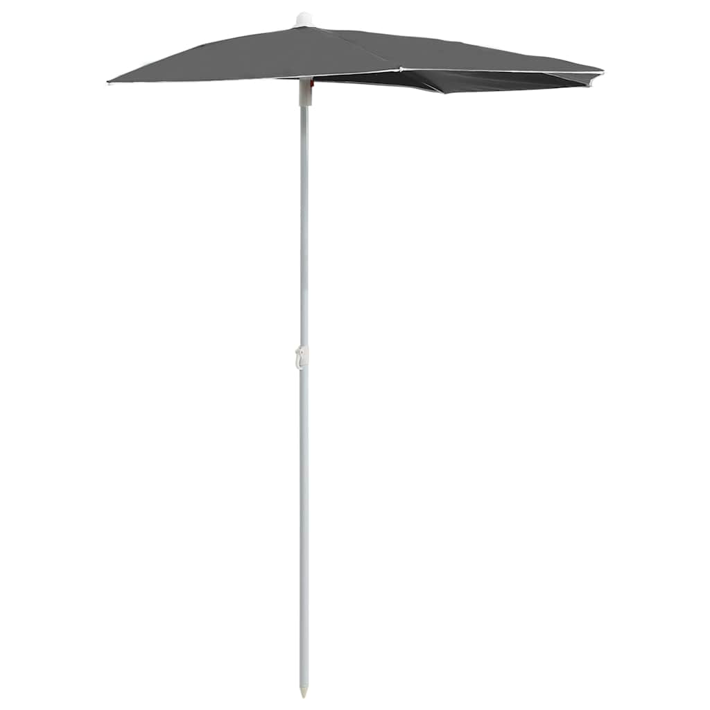 vidaXL Półokrągły parasol ogrodowy na słupku, 180x90 cm, antracytowy