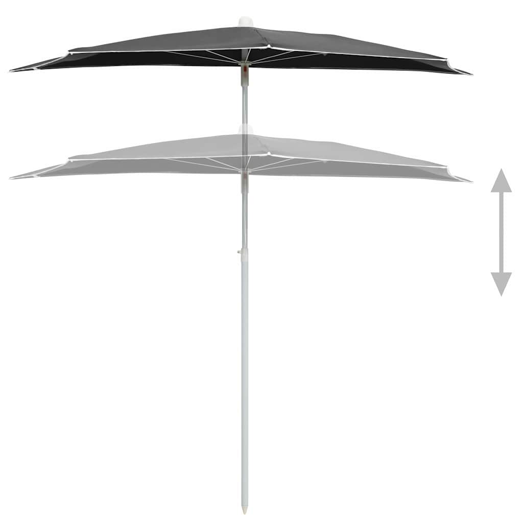 vidaXL Półokrągły parasol ogrodowy na słupku, 180x90 cm, antracytowy